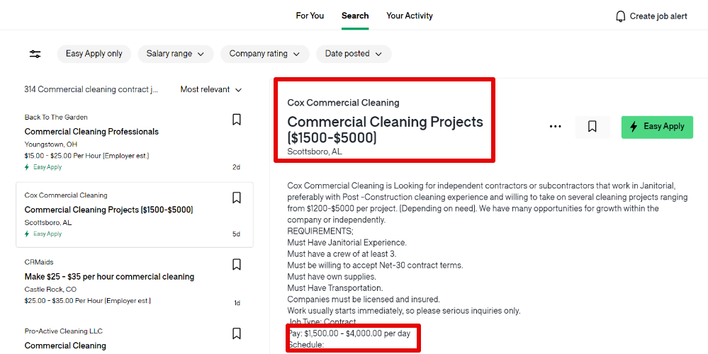 cleaning contract advertisement snapshot