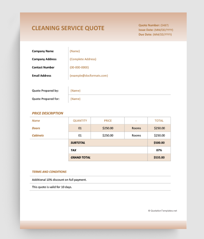 cleaning quote for small business image