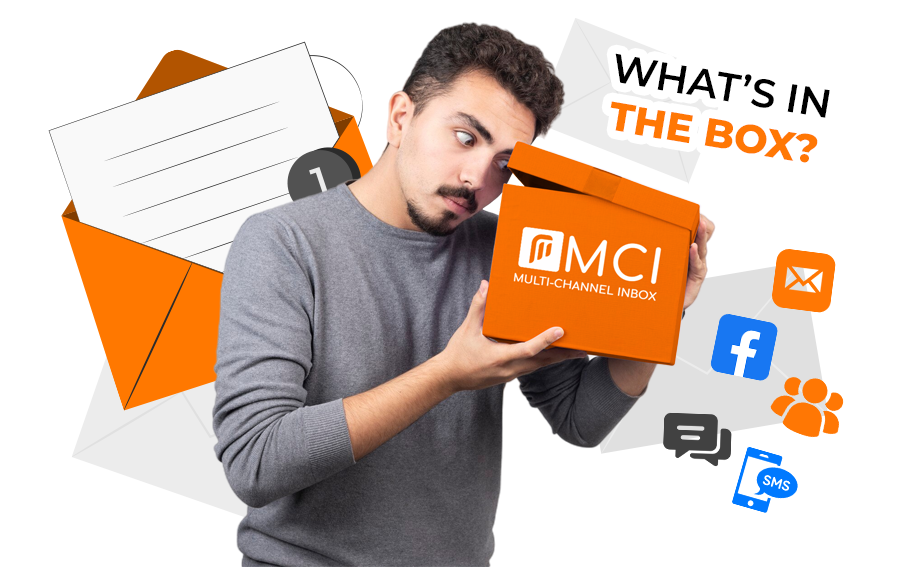 Man looking at box to check all the features of the Multi-Channel Inbox